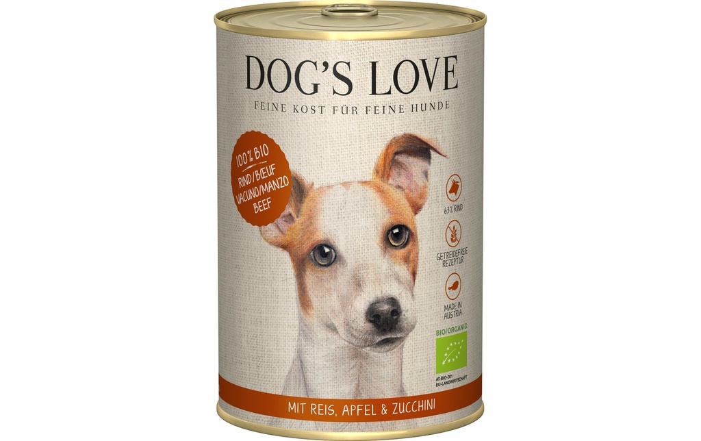 Dog's Love Alimentation humide BIO Adulte boeuf, 400 g