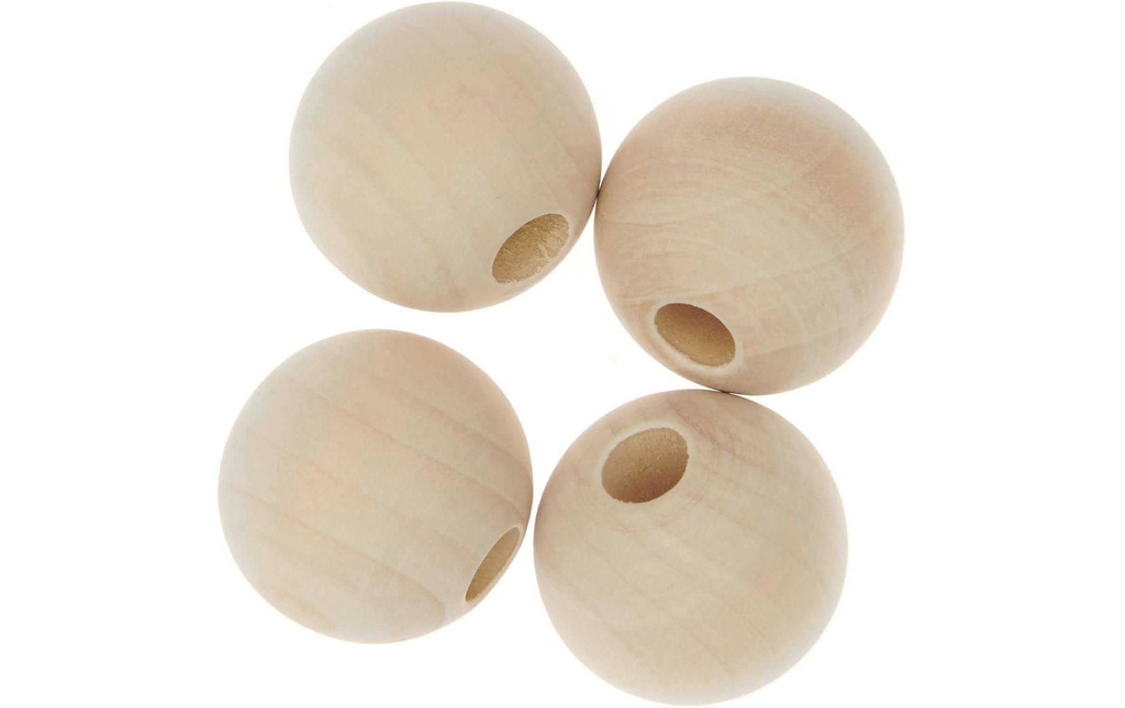 Rico Design Billes de bois Macramé Nature, 4 pièces