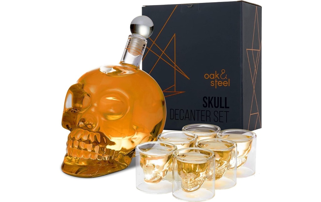 Oak & Steel Carafe à décanter Crâne 0.7 l, Transparent