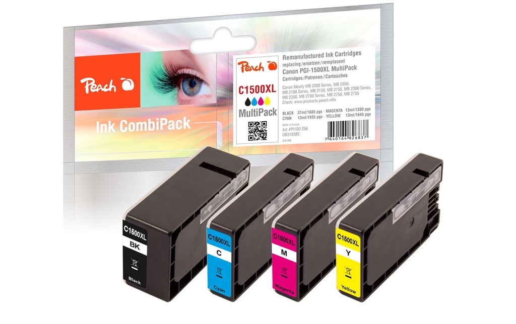 Peach Encre Canon PGI-1500XL, Multi-Pack BL/C/M/Y