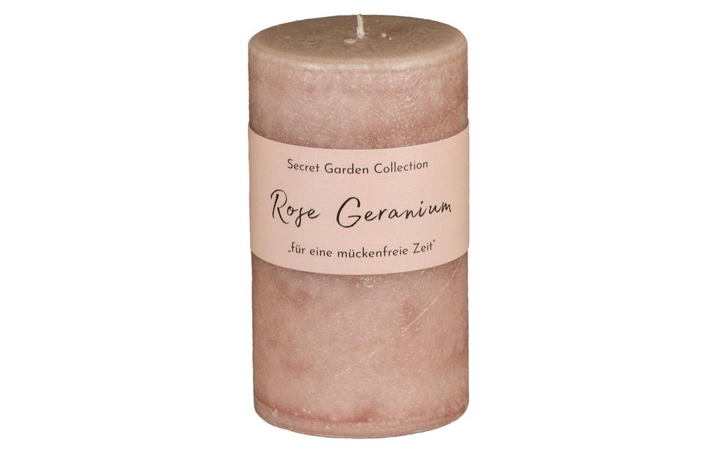 Schulthess Kerzen Bougie cylindrique Secret Garden Rose Géranium 12 cm