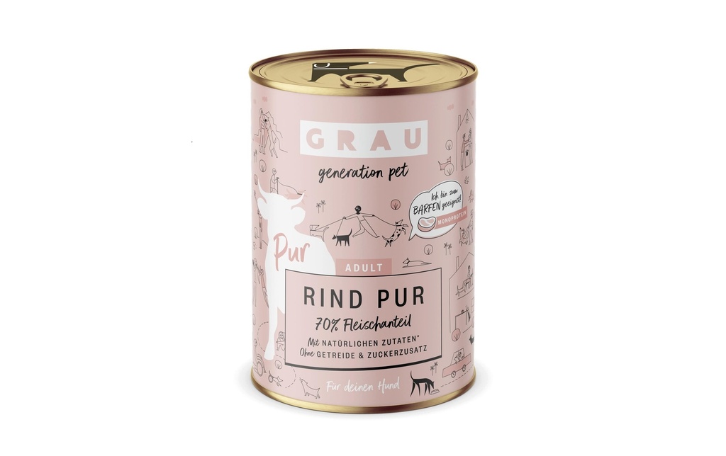 Grau Alimentation humide Bœuf pur 400 g