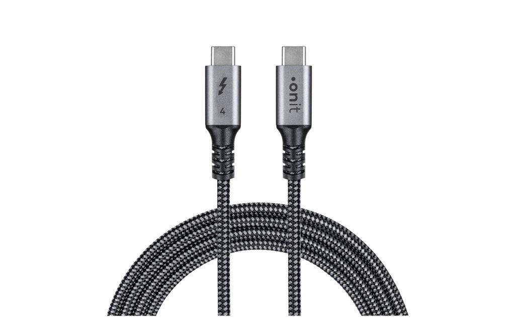 onit Câble Thunderbolt 4 240 W, USB-C - USB-C, 3 m, Noir/Gris
