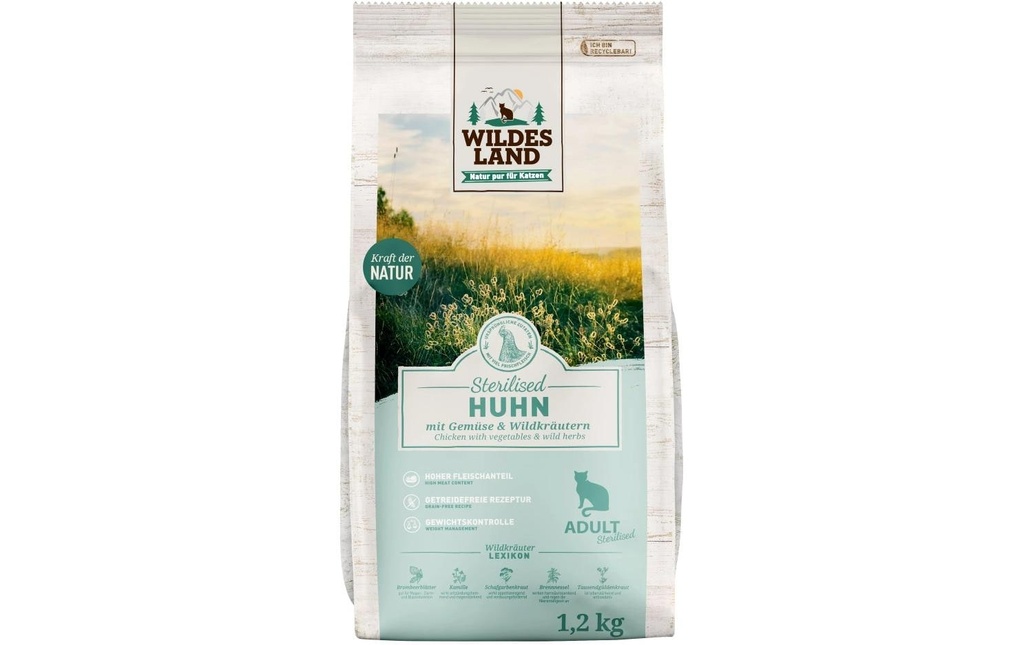 Wildes Land Alimentation sèche Adult poulet stérilisé, 1.2 kg