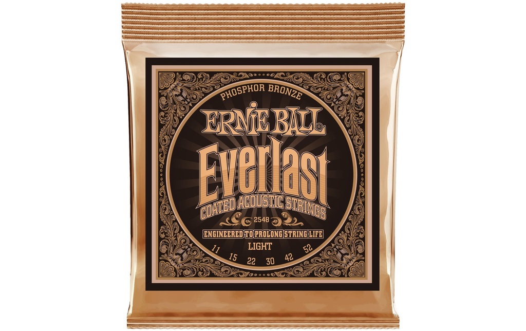 Ernie Ball Cordes de guitare 2548 Everlast Coated PB – Light 11-52