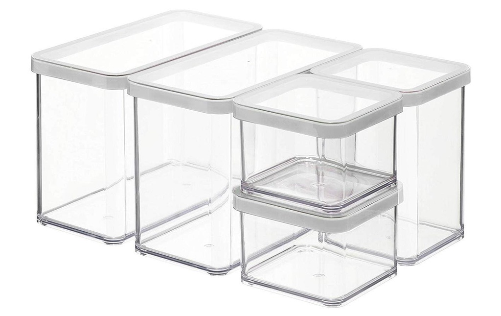 Rotho Boîte à provisions Loft 5 pièces, 4.2 l, Transparent/Blanc