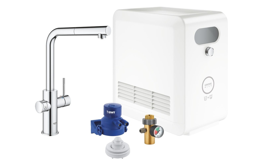 GROHE Robinetterie de cuisine Blue Professional Set d'écoulement en L Chrome