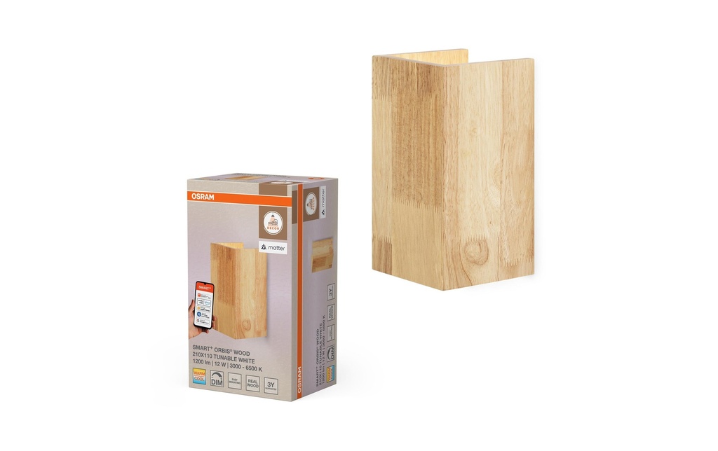 OSRAM Lampe murale SMART+ Orbis Bois rectangulaire 200 x 110 mm TW