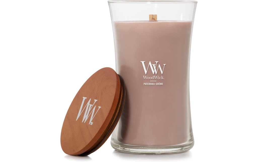 Woodwick Bougie parfumée Patchouli crème Grand pot