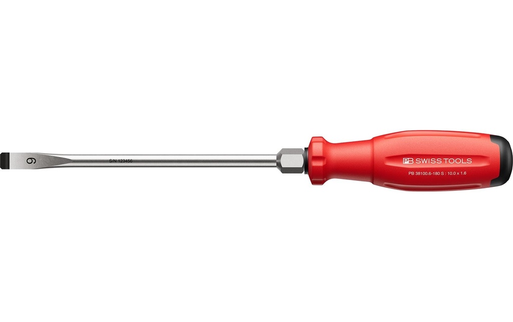 PB Swiss Tools Tournevis pour vis à fente PB 38100.6-180 S Embout hexagonal