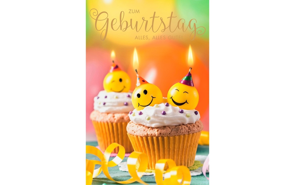 ABC Carte de félicitations Cupcakes smiley B6