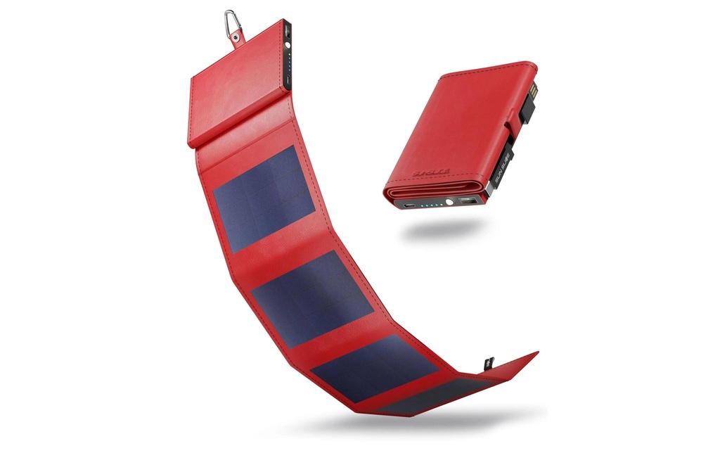 SunSlice Chargeurs portatifs Photon 4W Sol – Rouge, 4000 mAh