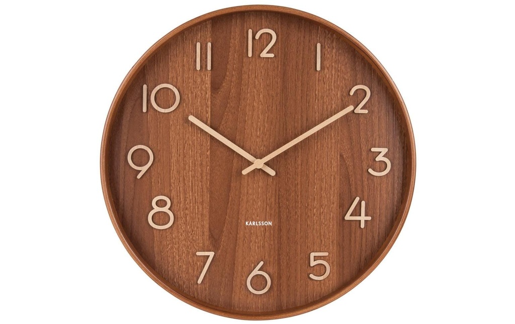 KARLSSON Horloge murale Pure Ø 40 cm, Brun foncé