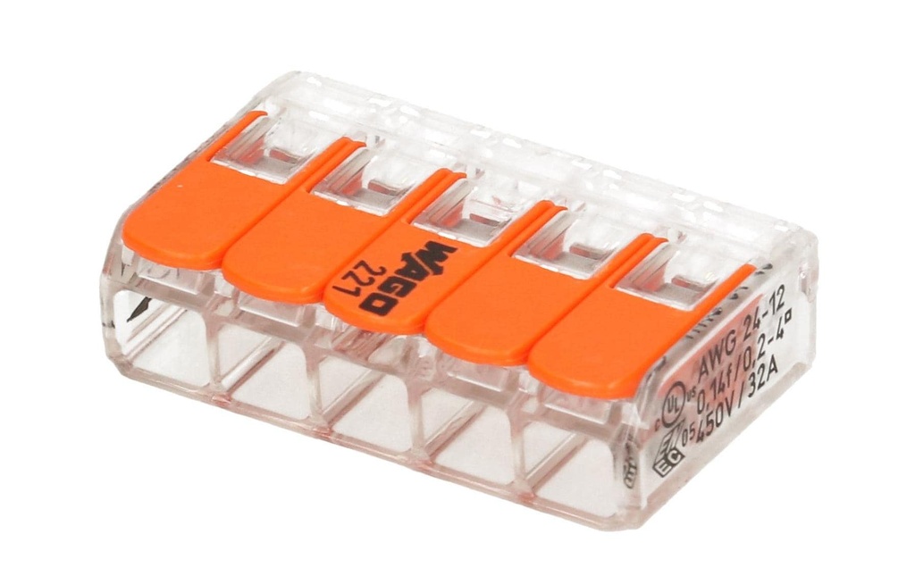 WAGO Borne de connexion COMPACT 5 fois, 4 pièces