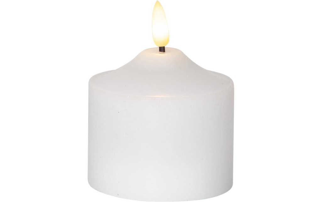 Star Trading Bougie LED Flamme pilier Ø 7.5 x 9.5 cm, Blanc