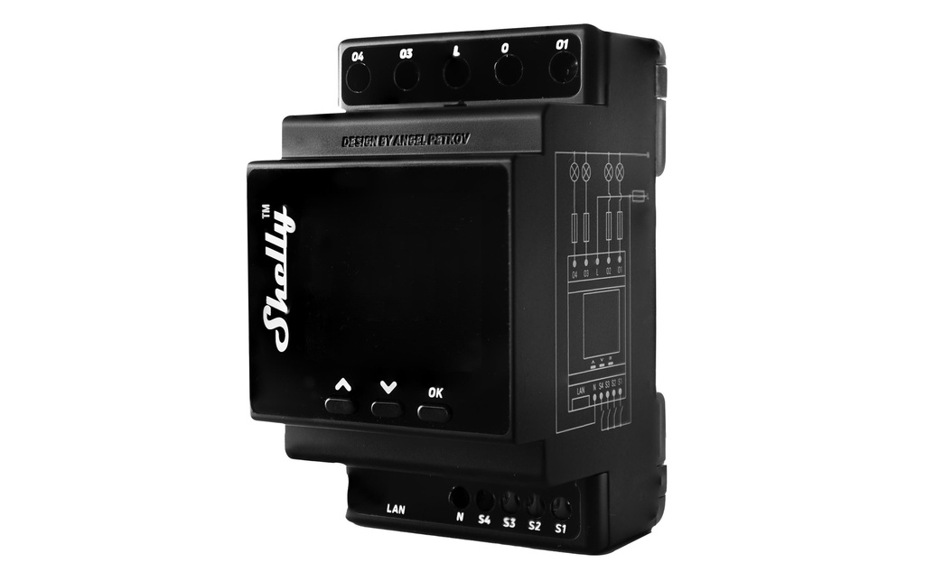 Shelly Commutateur de rail DIN Pro 4PM LAN et WiFi