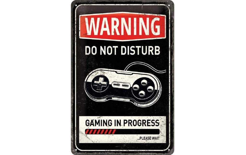 Nostalgic Art Plaque Gaming in Progress 20 x 30 cm, métal