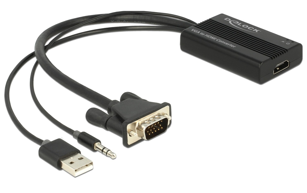 Delock Convertisseur VGA – HDMI, avec audio jack 3,5 mm