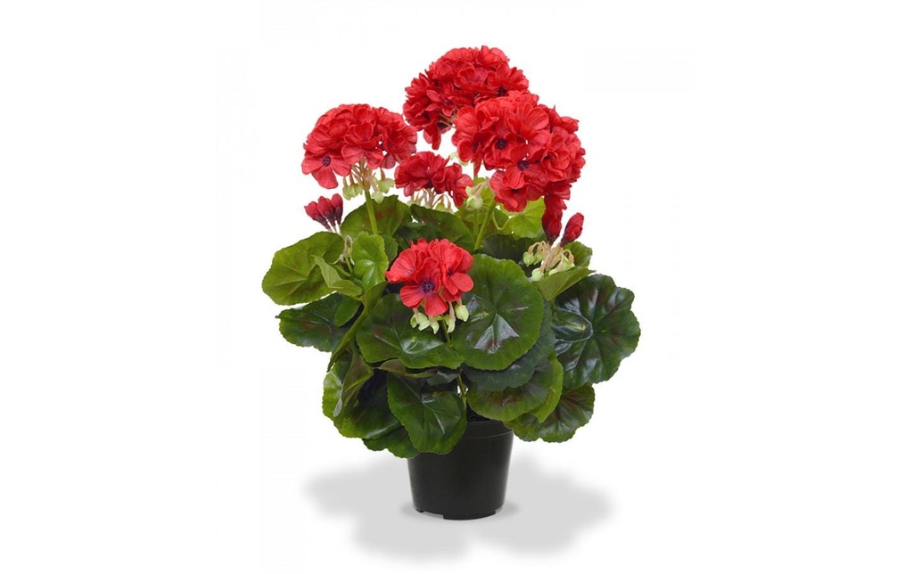 Botanic-Haus Plante artificielle Géraniums en pot rouge, 40 cm