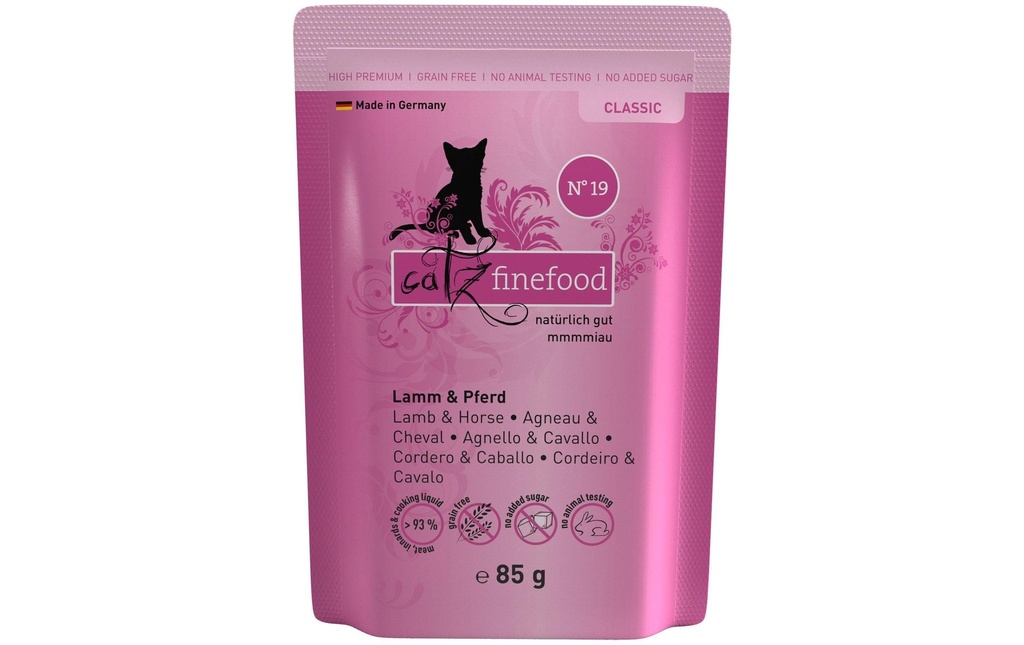 catz finefood Alimentation humide No.19 Agneau & cheval, 85 g