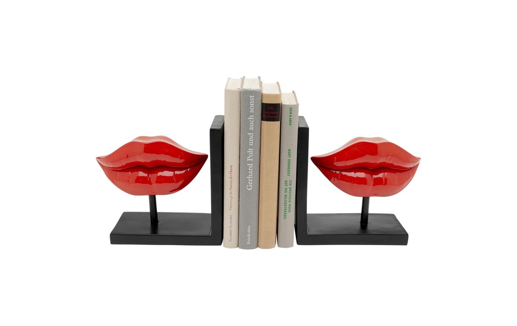 Kare Serre-livres Lips Lot de 2, Noir/Rouge