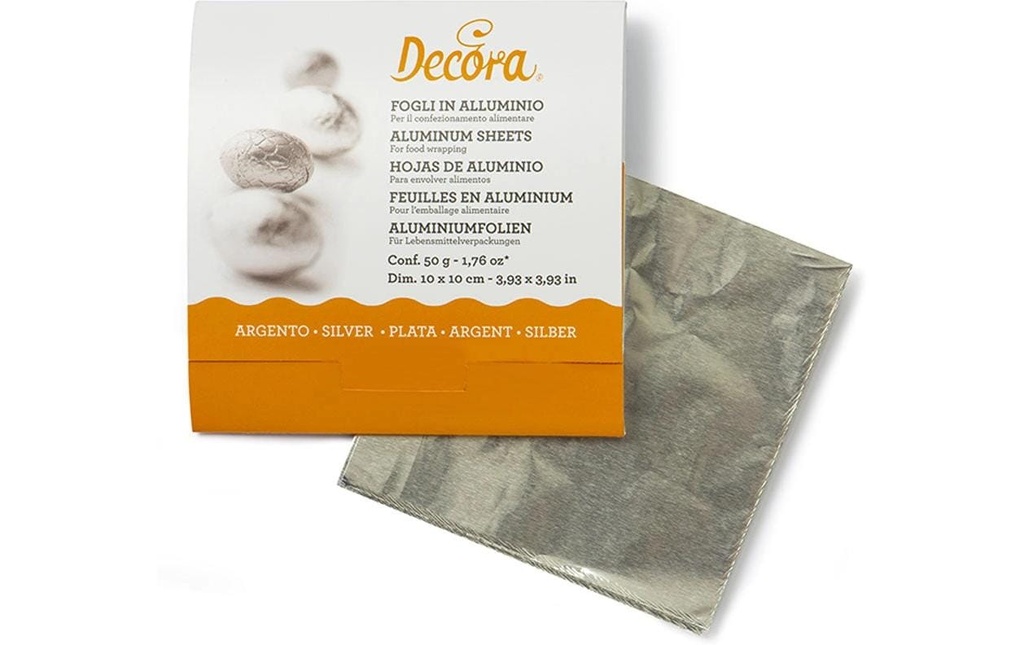 Decora Feuille d'aluminium argent, 150 feuilles