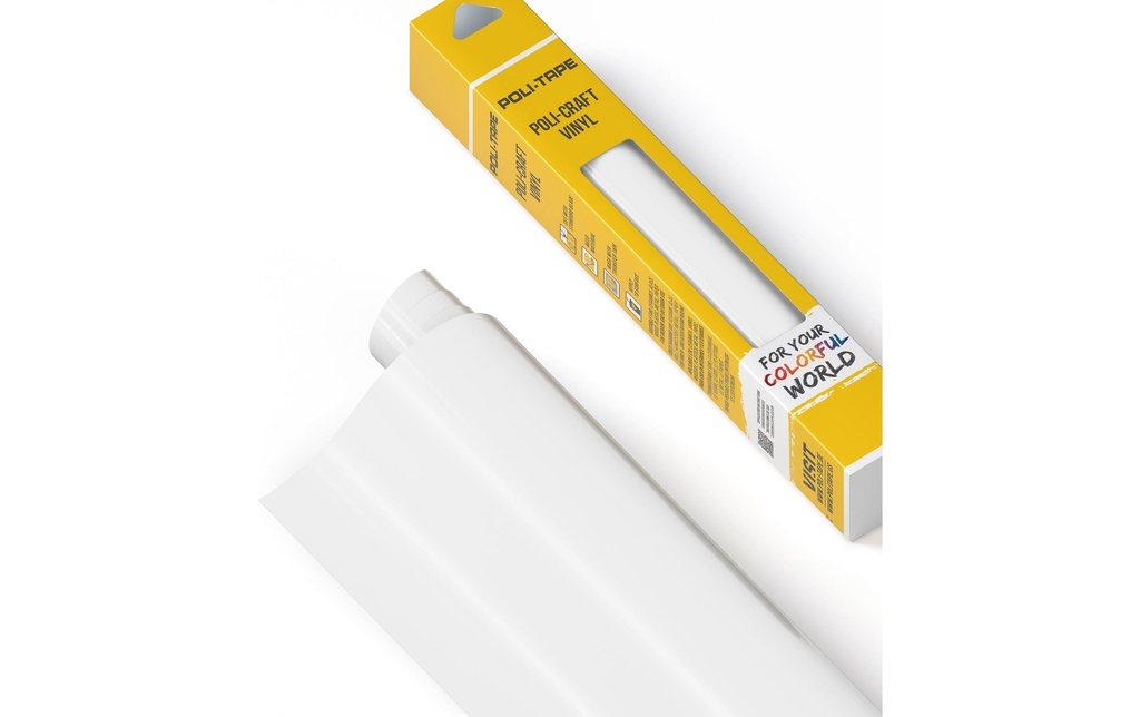 Poli-Tape Film de vinyle Permanent 30.5 x 183 cm, blanc brillant