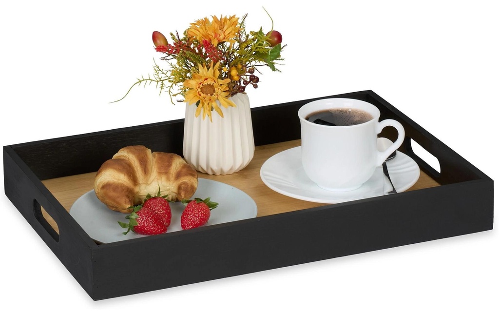 relaxdays Plateau de service Noir