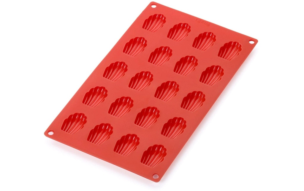 Lékué Boîte à madeleine Silicone, Rouge, 20 alvéoles