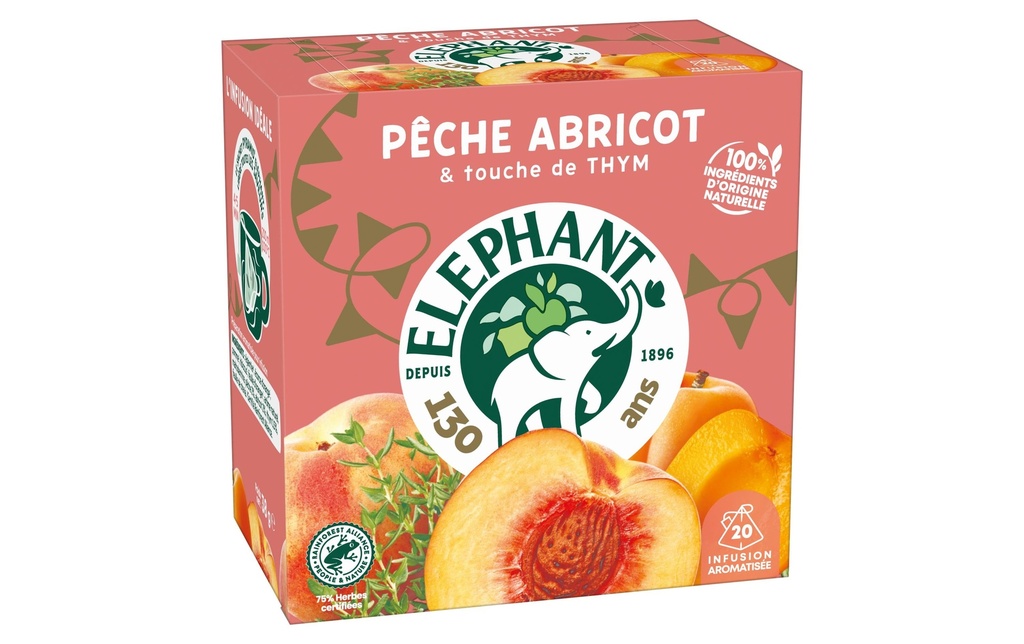 Eléphant Sachet de thé Infusion Péche Abricot 20 pièces
