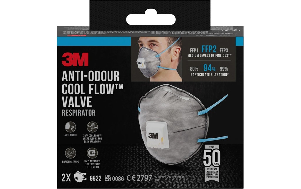 [302510922] 3M Masque anti-poussière FFP2 (2 pces)