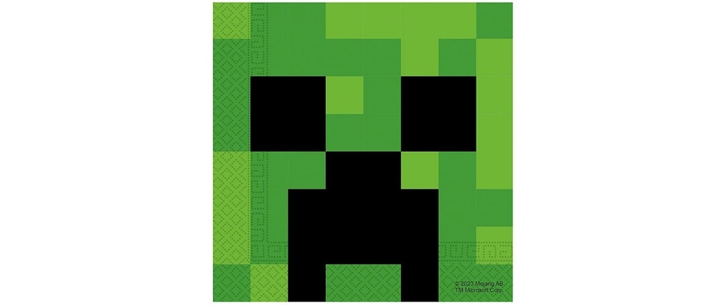 We fiesta Party Serviettes de table Minecraft 33 x 33 cm, 20 pièces, Noir/Vert