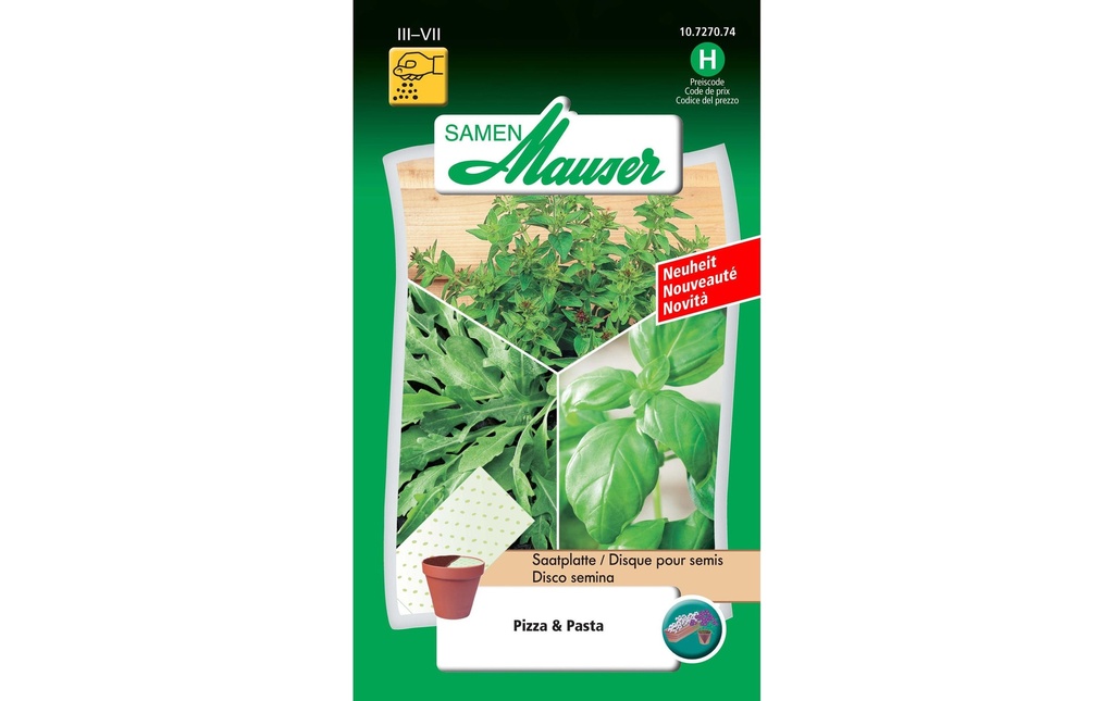 Samen Mauser Plaque de semence Urban Gardening Pizza + Pâtes