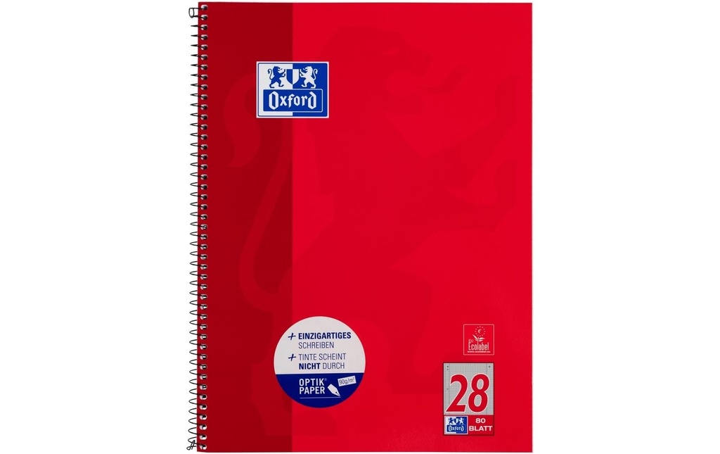 Oxford Cahier Bloc-notes collège A4+, quadrillé, rouge