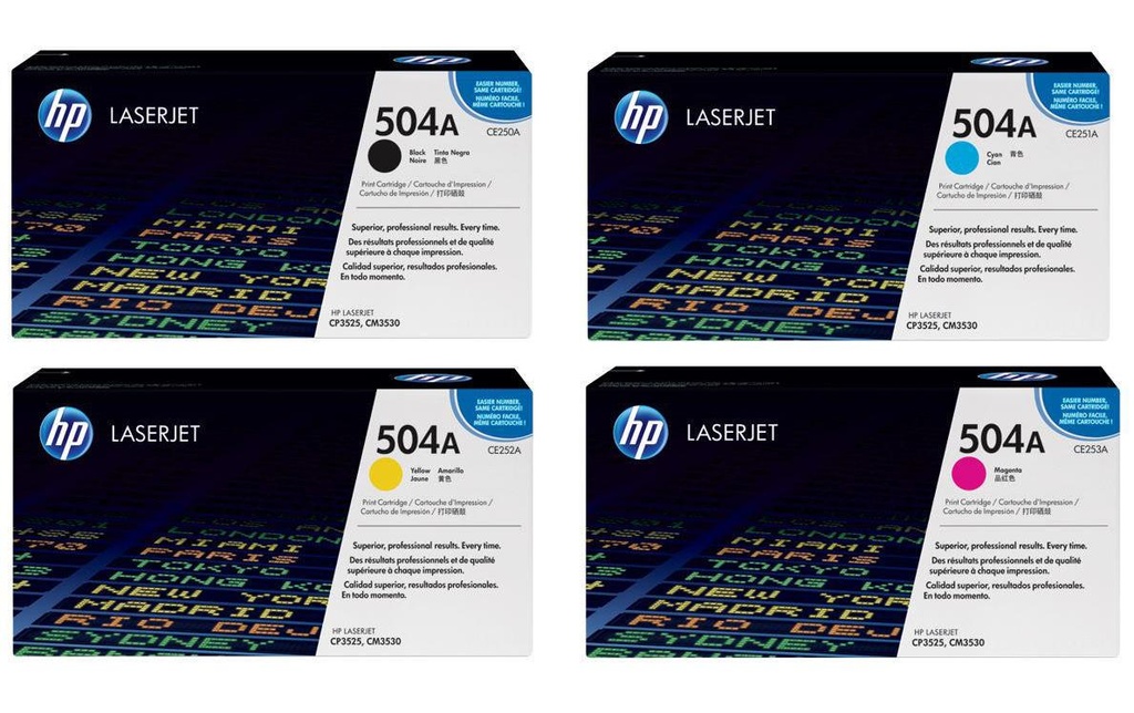 HP Kits arc-en-ciel Nr. 504A (CE250A-CE253A) BL/C/M/Y