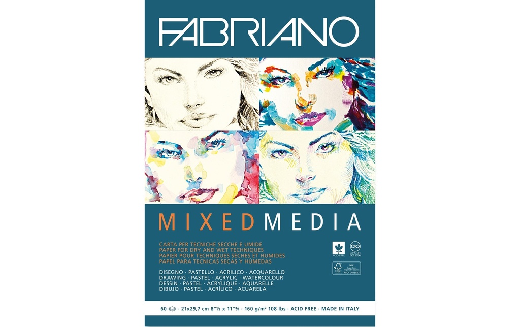 Fabriano Bloc à dessin Mixed Media A4, 60 feuilles