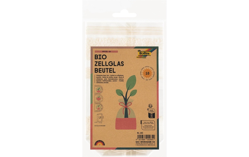 Folia Sac transparent Bio avec sol 115 x 190 mm, 10 pièces