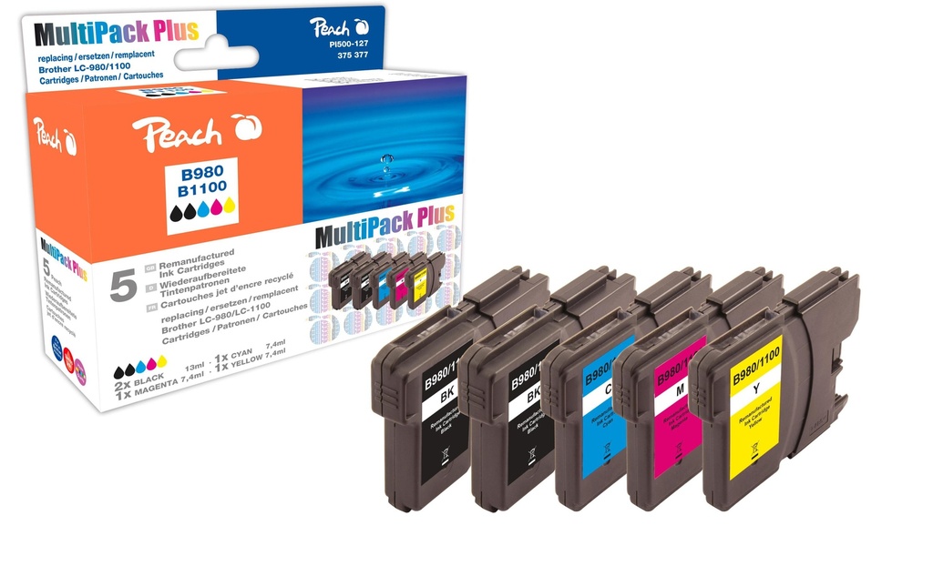 Peach Kits d’encre Brother LC-1100/980 C/M/Y/BK