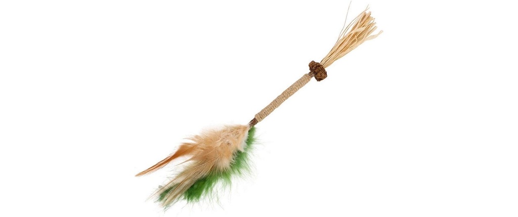 WOUAPY Jouet pour chat Baguette avec plumes et raphia