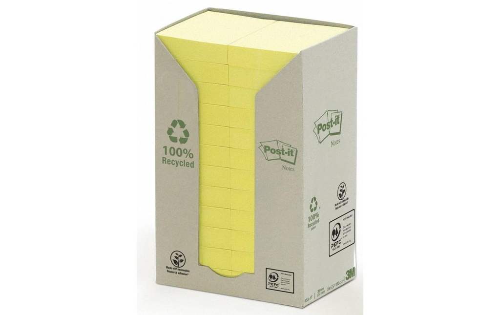 POST-IT Post-it bloc 653-1T recy.jaune (24 pces)