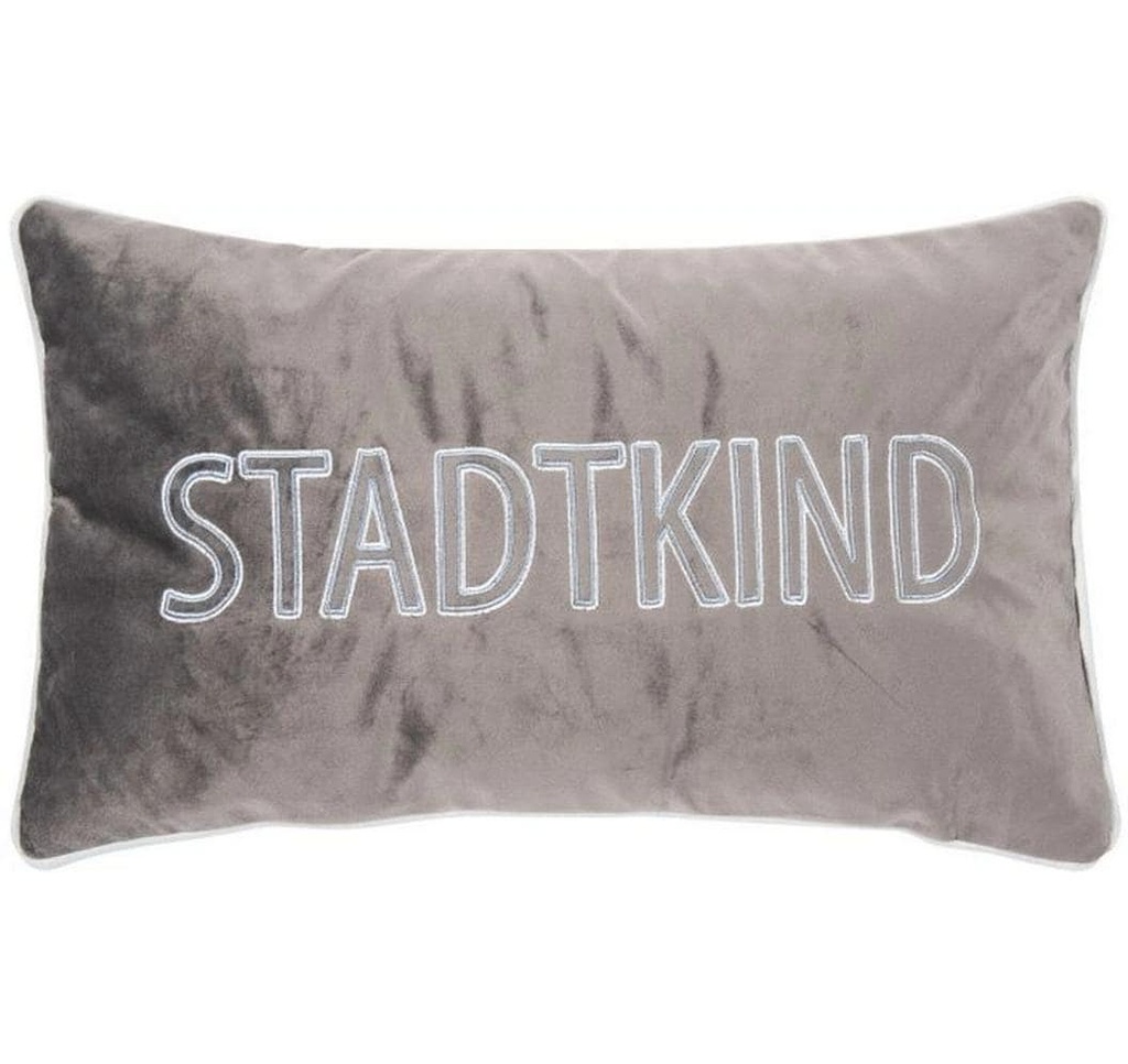 pad Housse de coussin Letters Enfant de la ville 30 x 50 cm, Gris