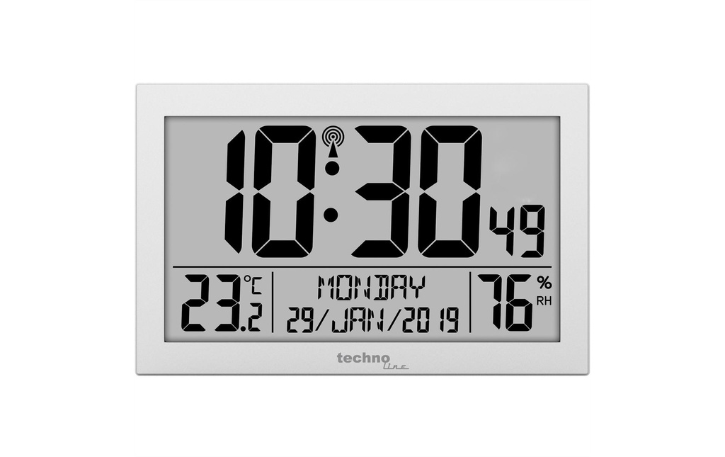 Technoline Horloge murale radio WS 8016 Argenté