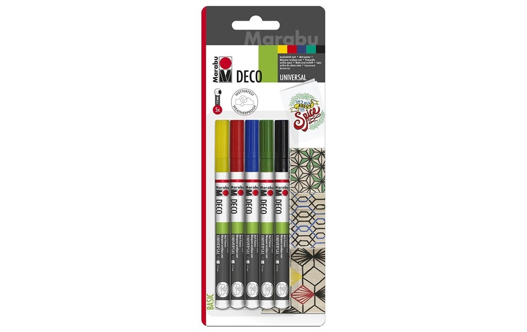 Marabu Marqueur acrylique Deco Painter 1 - 2 mm, 5 pièces