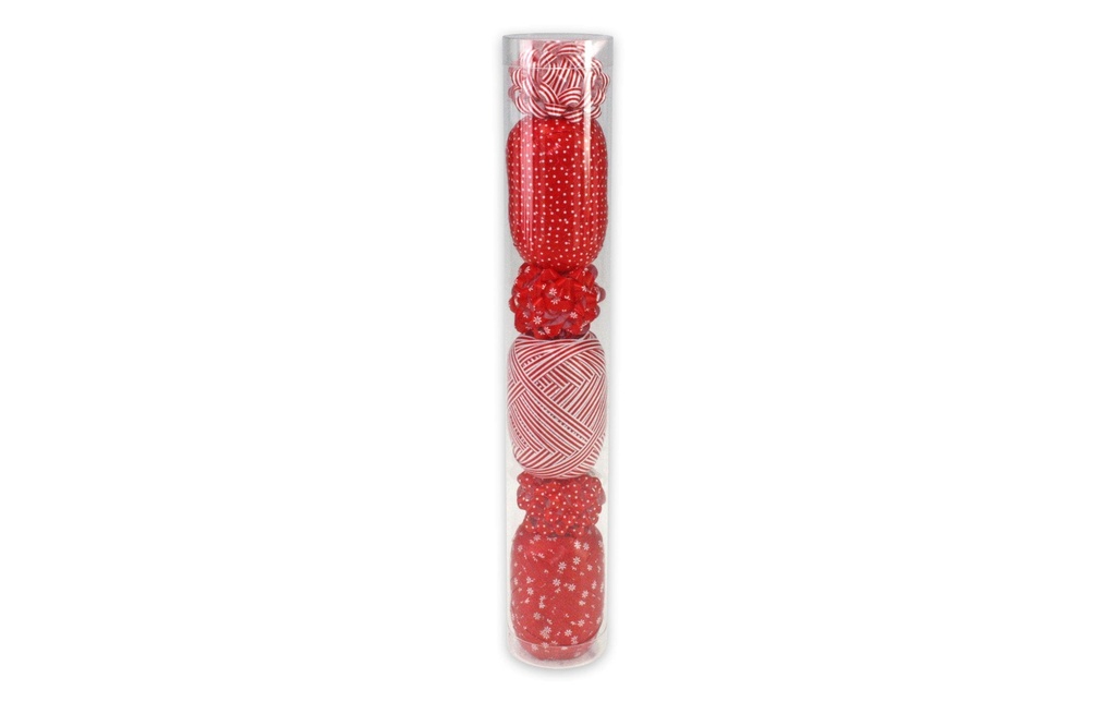 Pattberg Ruban cadeau Set de mélange de motifs Ensemble, 9 pièces, rouge/blanc