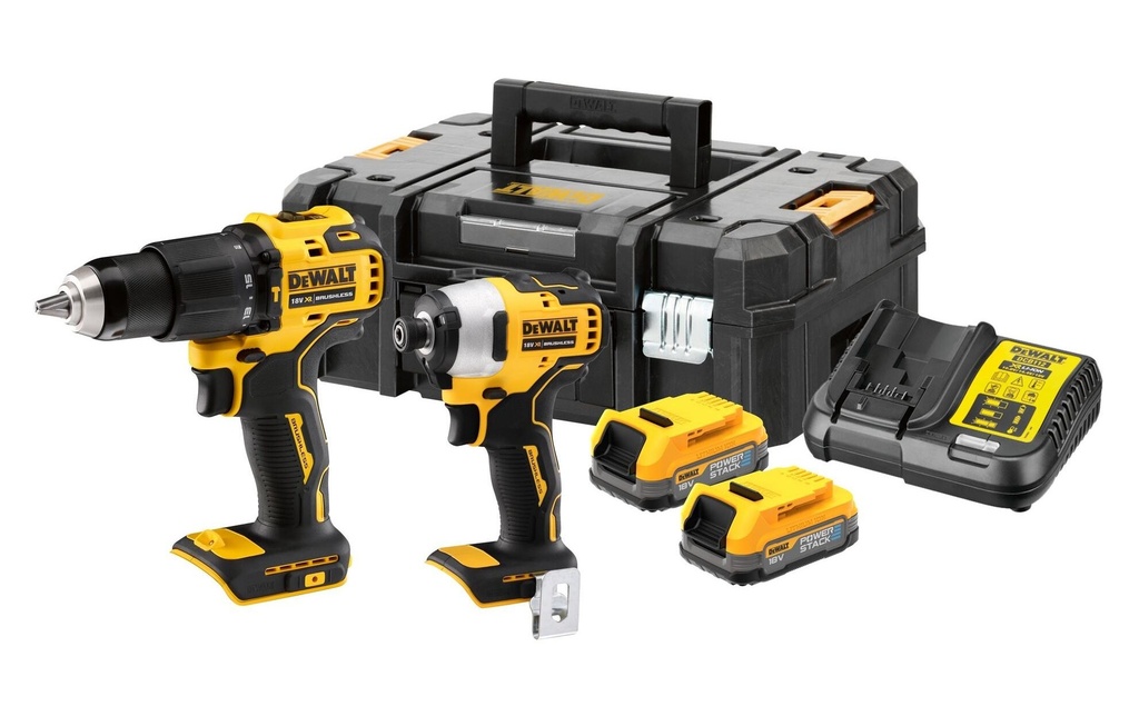 DEWALT Kits de machines sans fil 18 V DCD709 + DCF809 avec 2x 2 Ah batteries