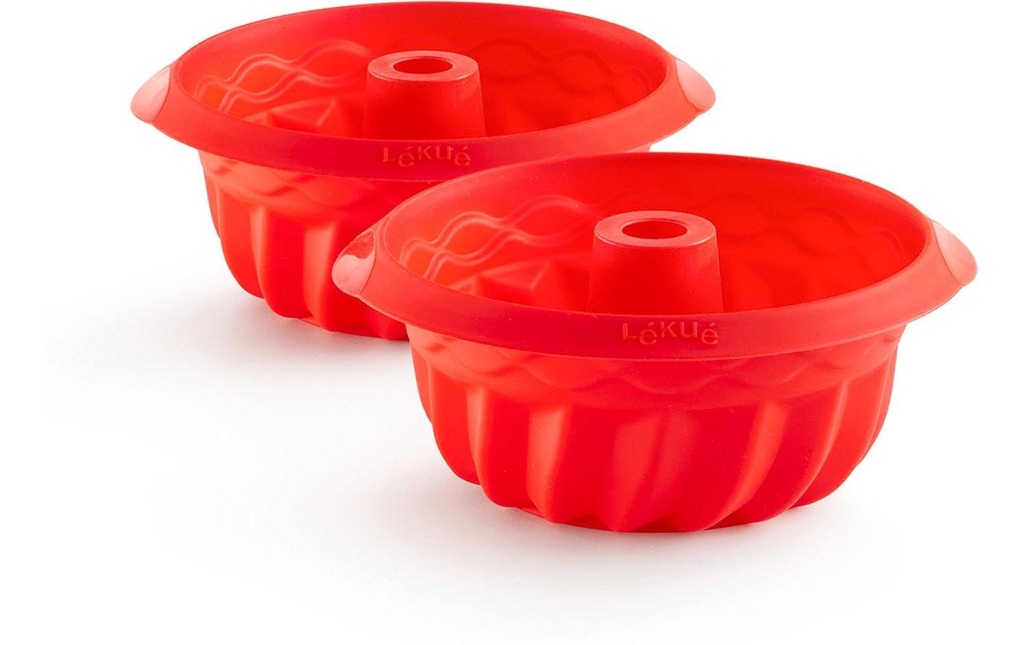 Lékué Moule à Kouglof Silicone, Rouge, set de 2
