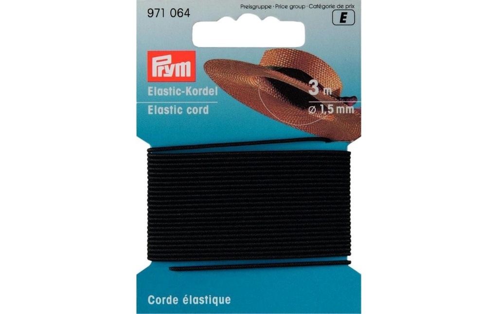 Prym Bande élastique Cordon de 1.5 mm, Noir