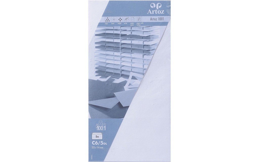 Artoz Enveloppe 1001 C6/5, 5 pièces, Blanc