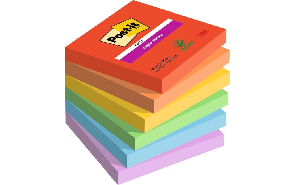 POST-IT Super Sticky Notes 654 Play (6 pces)