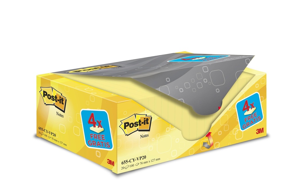 POST-IT Post-it Box 655-VP20 jaune (20 pces)